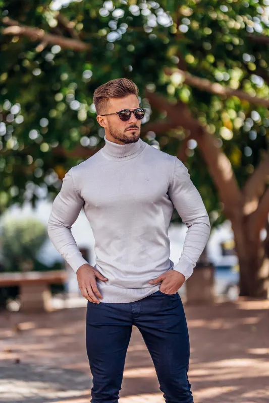 Father Sons Classic Grey Roll Neck Knitted Sweater (Grey Emblem) - FSH350 (LAST CHANCE) sold by Father Sons