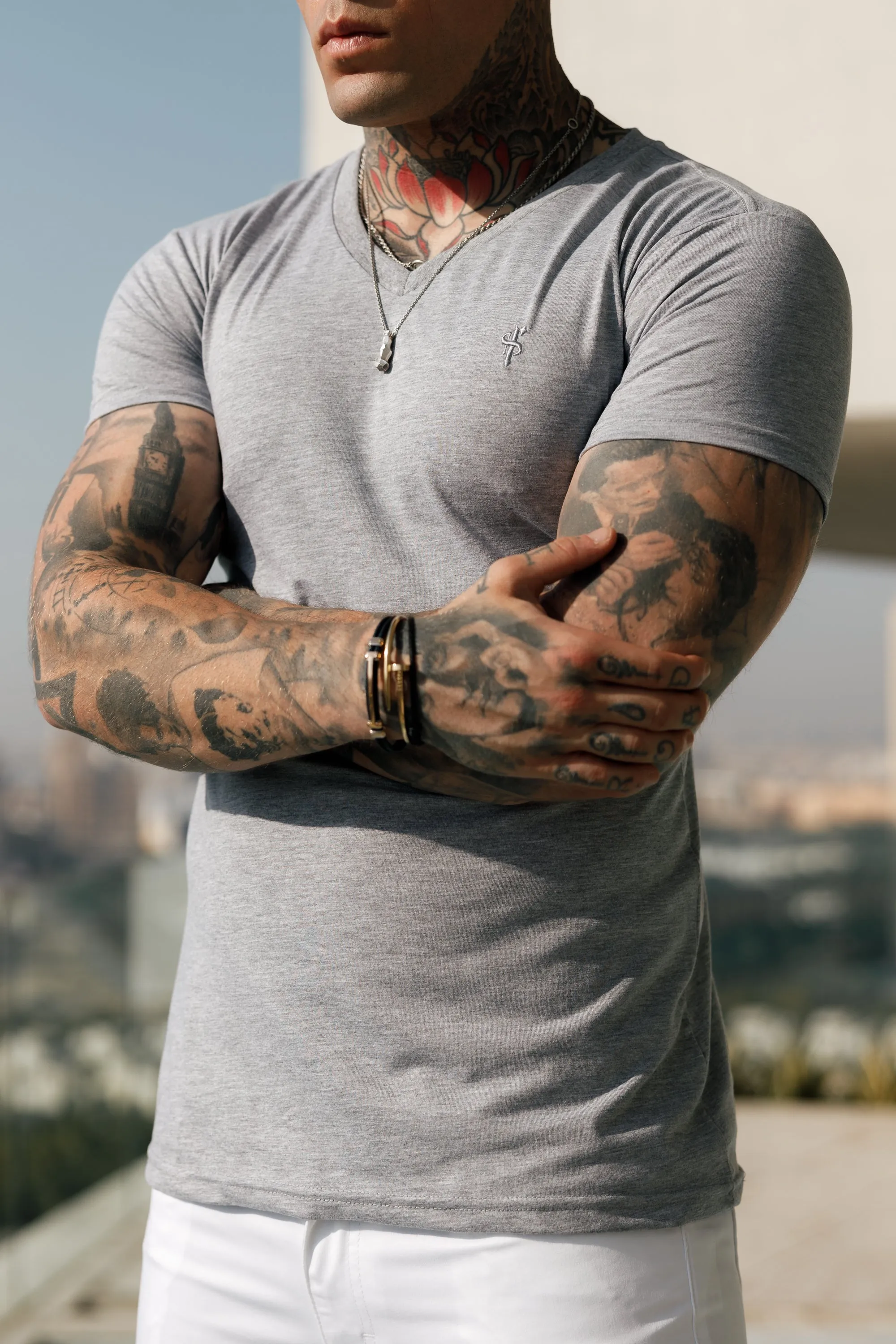 Father Sons Classic Light Grey V Neck - FSH372 sold by Father Sons product image thumbnail 5