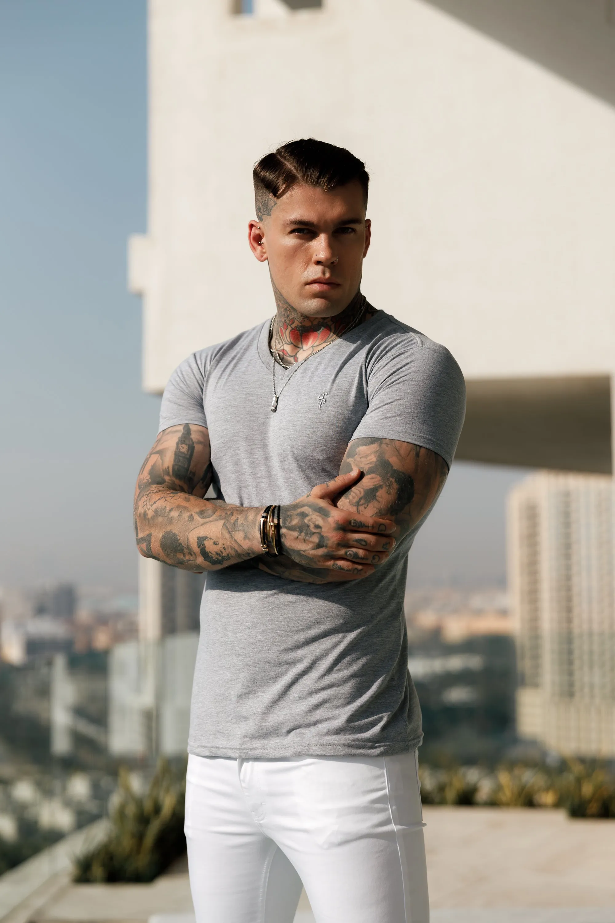 Father Sons Classic Light Grey V Neck - FSH372 sold by Father Sons product image thumbnail 4