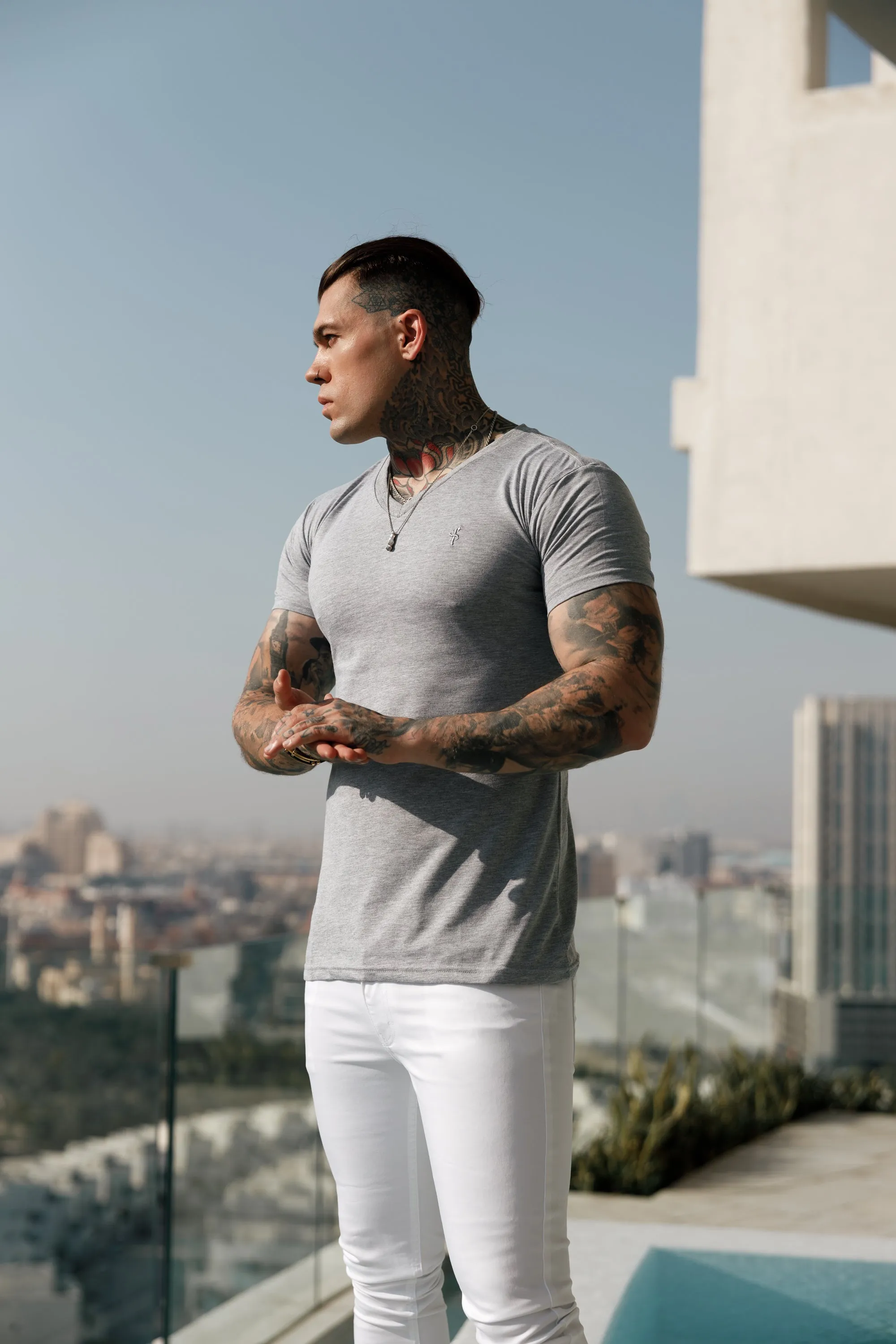 Father Sons Classic Light Grey V Neck - FSH372 sold by Father Sons product image thumbnail 3