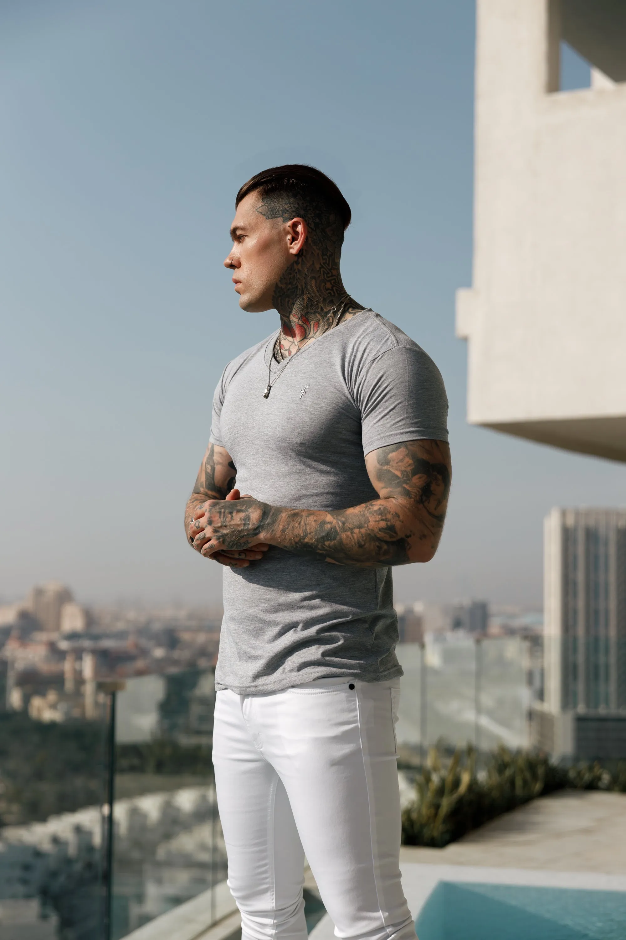 Father Sons Classic Light Grey V Neck - FSH372 sold by Father Sons product image thumbnail 2