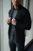 Father Sons Chunky Black Ribbed  Zipped Cardigan - FSJ068 sold by Father Sons