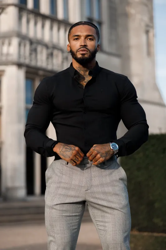 Father Sons Super Slim Scuba Black Long Sleeve Stretch - FS829 sold by Father Sons