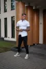 Father Sons Super Slim Stretch White Denim Short Sleeve Grandad collar with Metal Buttons and Decal Emblem - FS720 sold by Father Sons