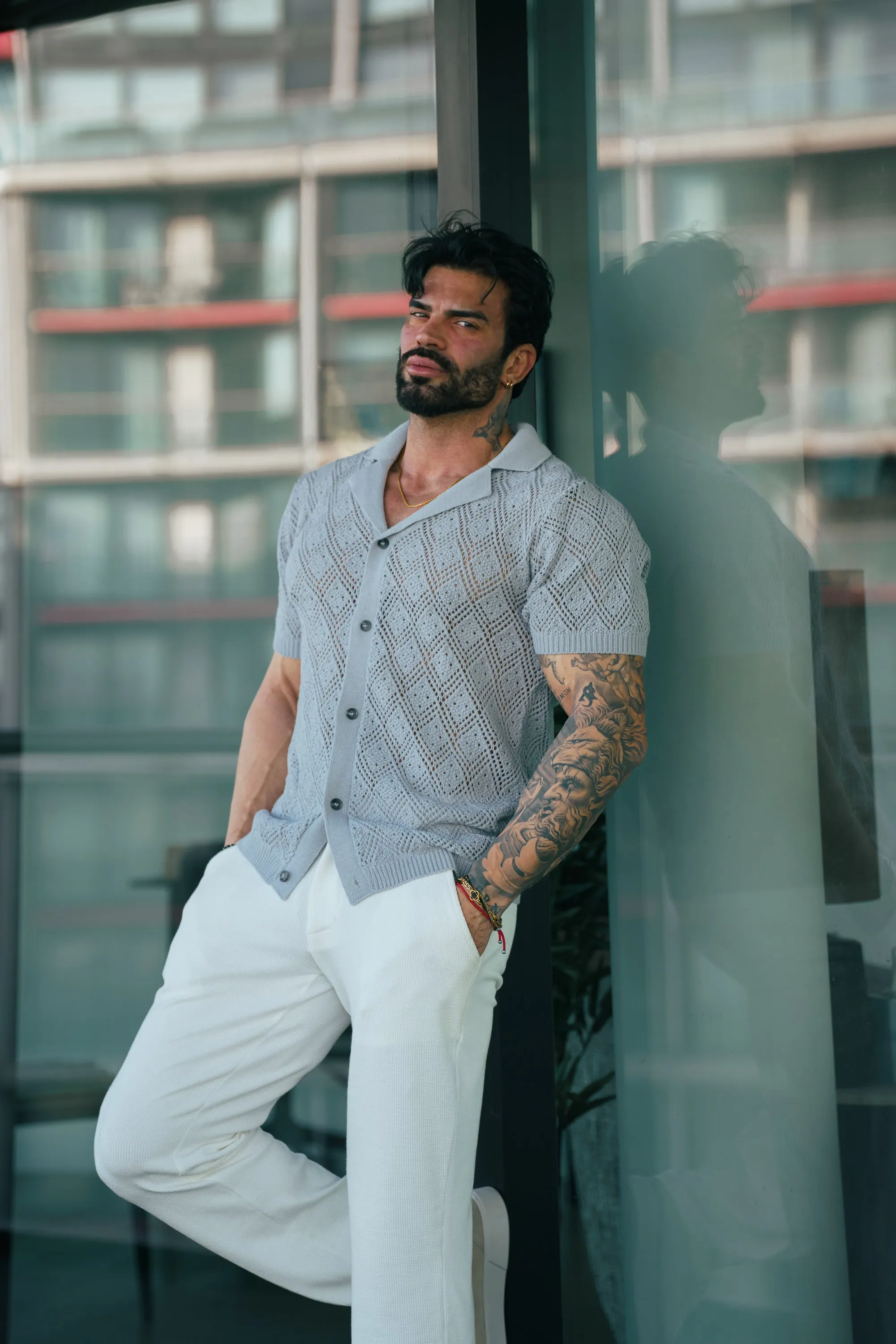 Father Sons Crochet Shirt Cop Grey Short Sleeve - FSJ077 sold by Father Sons product image thumbnail 3