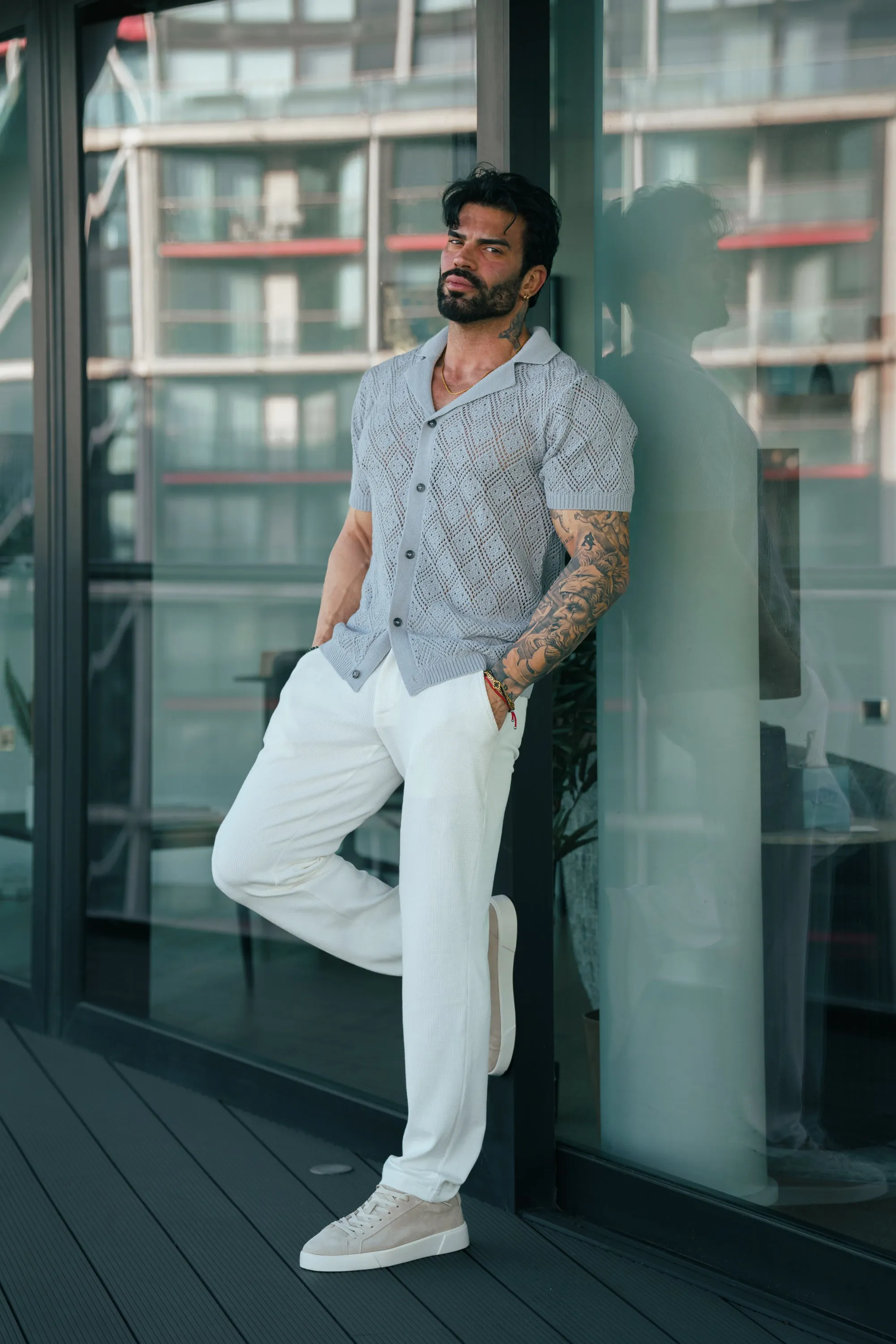 Father Sons Crochet Shirt Cop Grey Short Sleeve - FSJ077 sold by Father Sons product image thumbnail 2