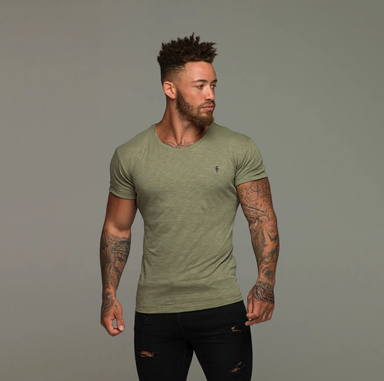 Father Sons Olive Slub Crew T-Shirt - FSH1331 sold by Father Sons product image thumbnail 2