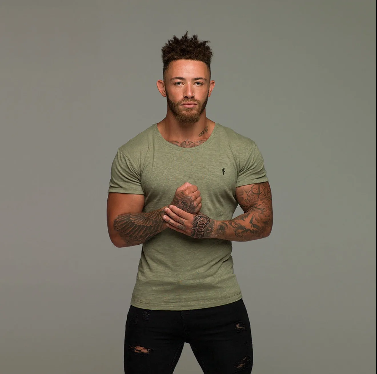 Father Sons Olive Slub Crew T-Shirt - FSH1331 sold by Father Sons