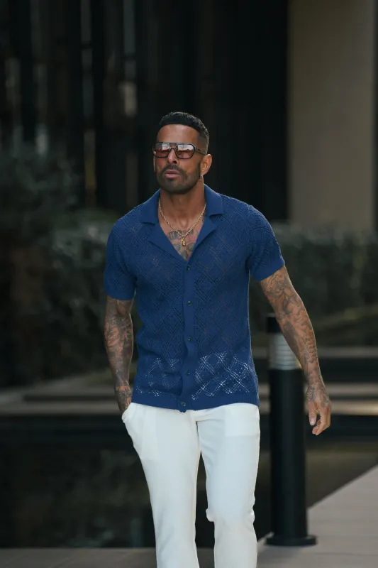 Father Sons Crochet Shirt Caribbean Blue Short Sleeve - FSJ079 sold by Father Sons