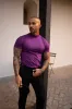 FS Ribbed High Neck Crew Short Sleeve Purple - FSH1139 sold by Father Sons