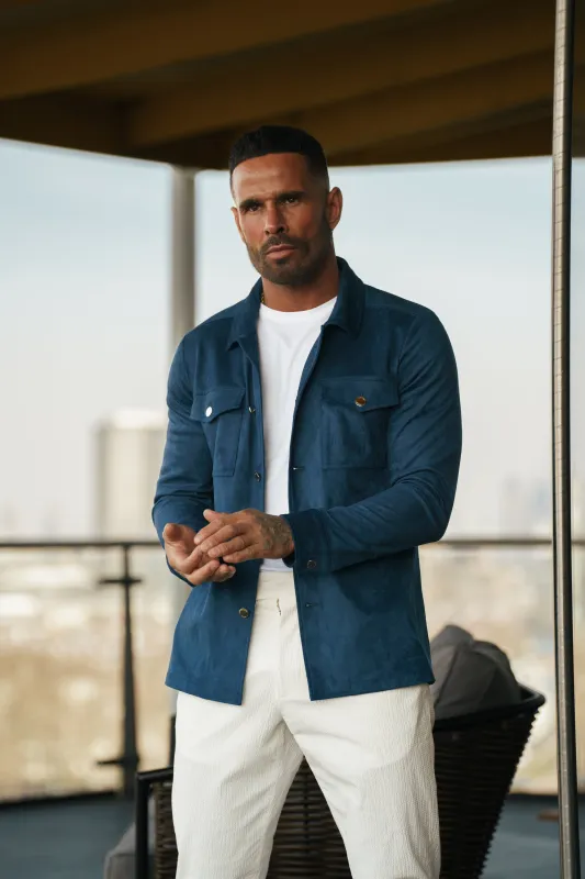 FS Suede Feel Button Up Jacket Navy / Silver - FSN221 sold by Father Sons