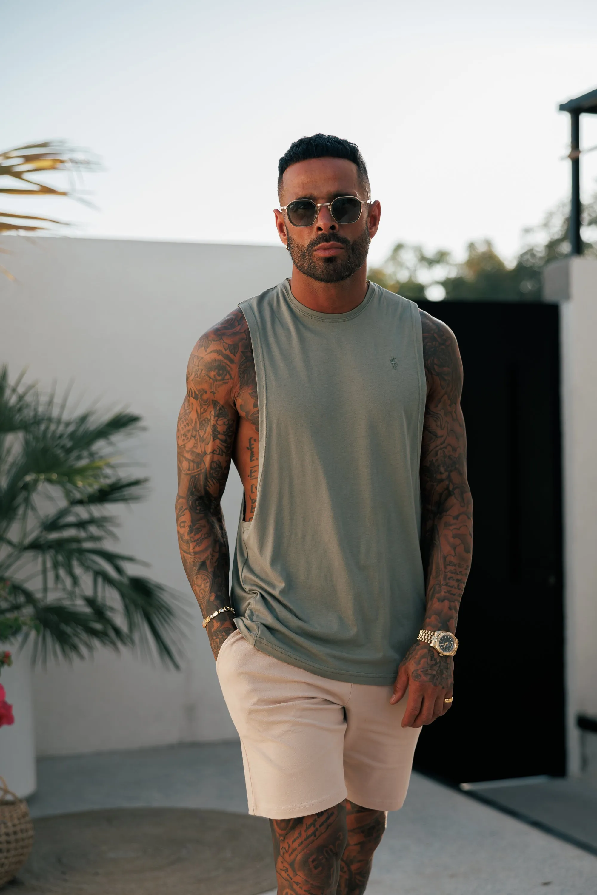 Father Sons Classic Bamboo Dropped Armhole Olive Vest - FSH1341 sold by Father Sons product image thumbnail 2