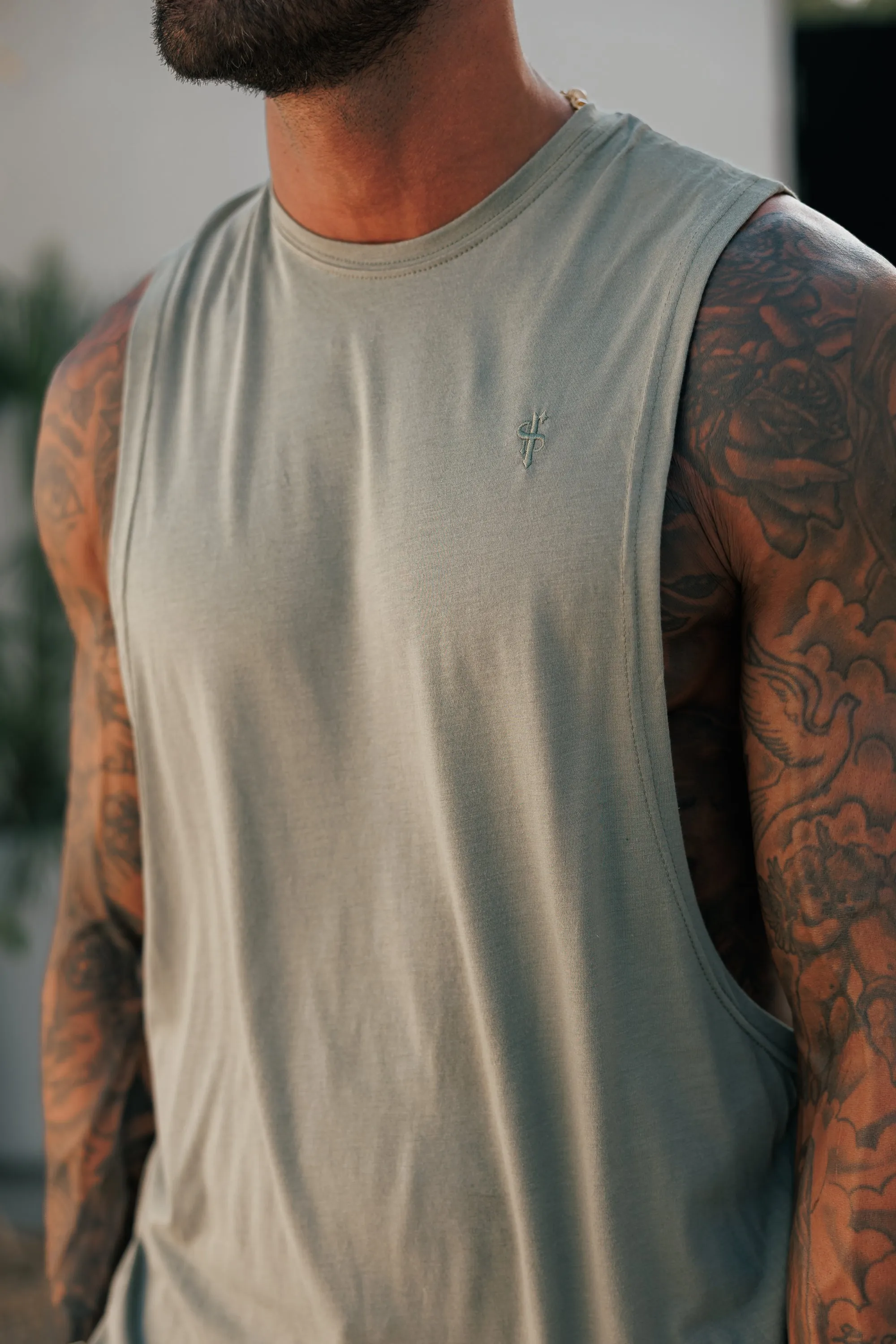 Father Sons Classic Bamboo Dropped Armhole Olive Vest - FSH1341 sold by Father Sons product image thumbnail 4