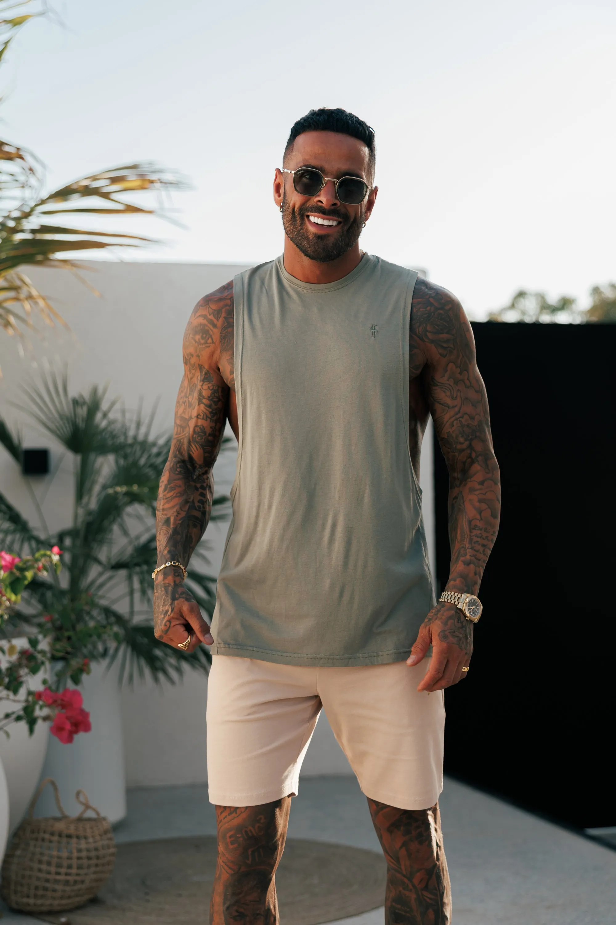 Father Sons Classic Bamboo Dropped Armhole Olive Vest - FSH1341 sold by Father Sons product image thumbnail 5