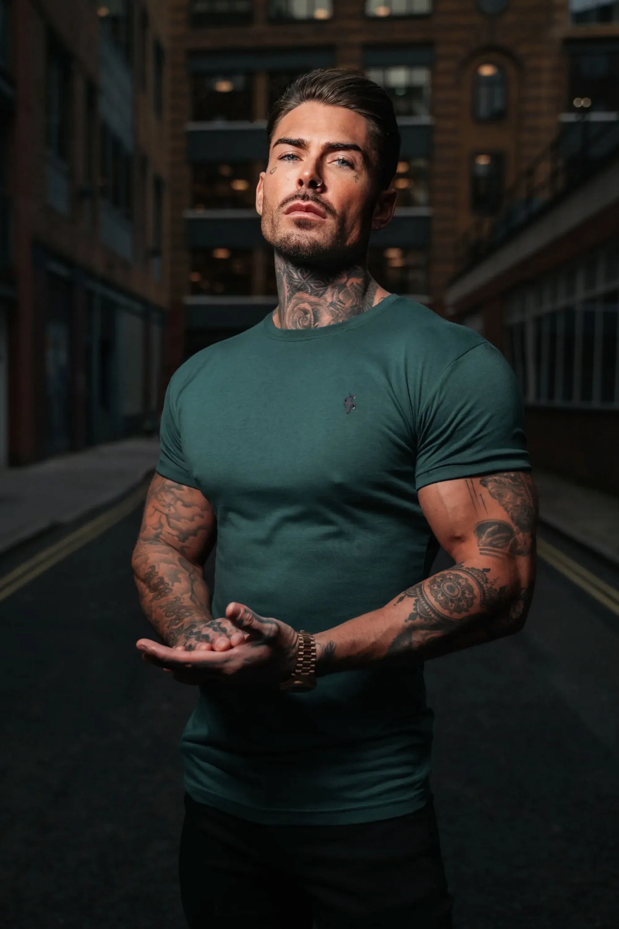 Father Sons Forest Green / Black Bamboo Crew T Shirt - FSH1213 sold by Father Sons