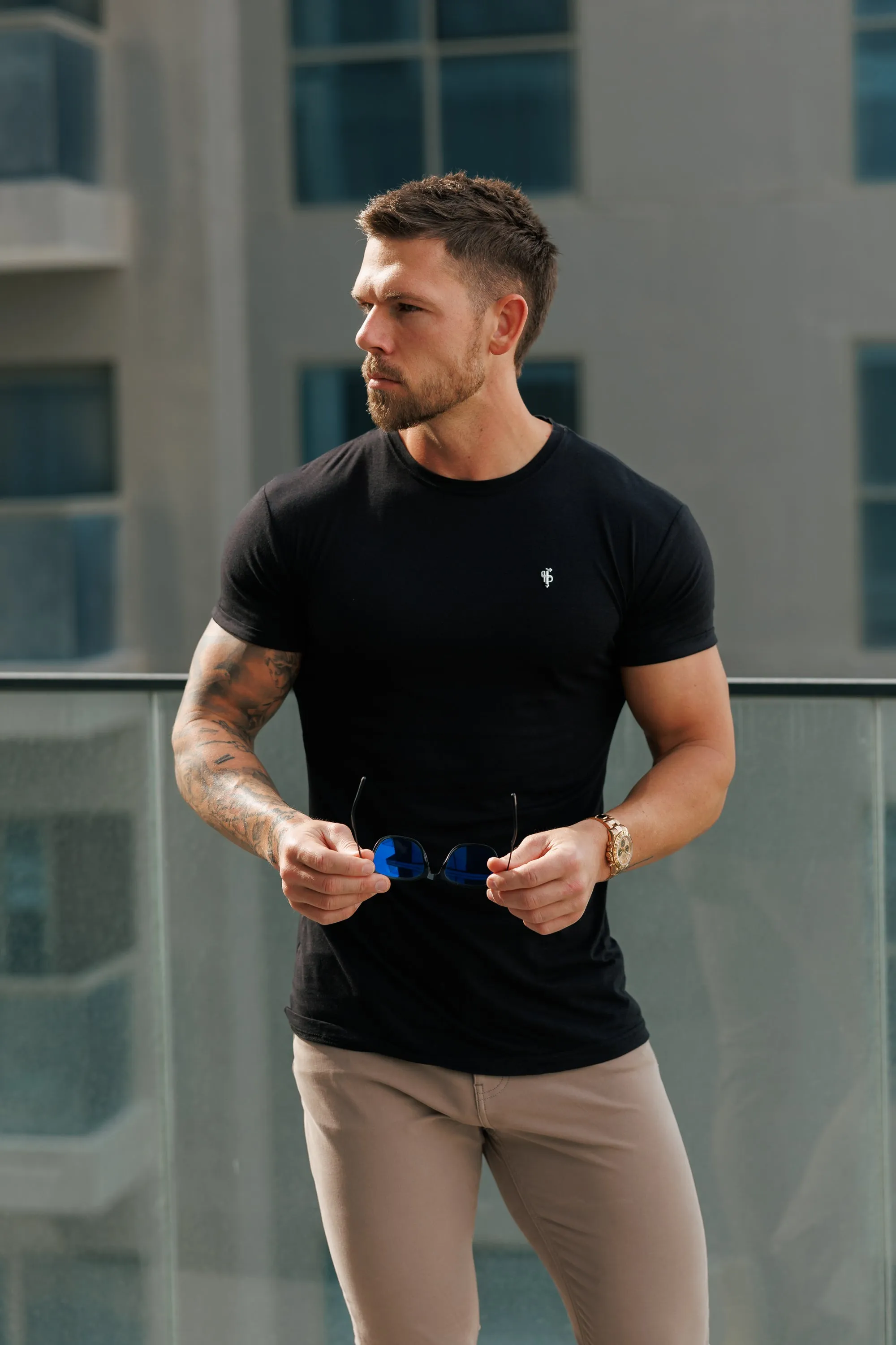 Father Sons Black / Silver Bamboo Crew T Shirt - FSH1210 sold by Father Sons