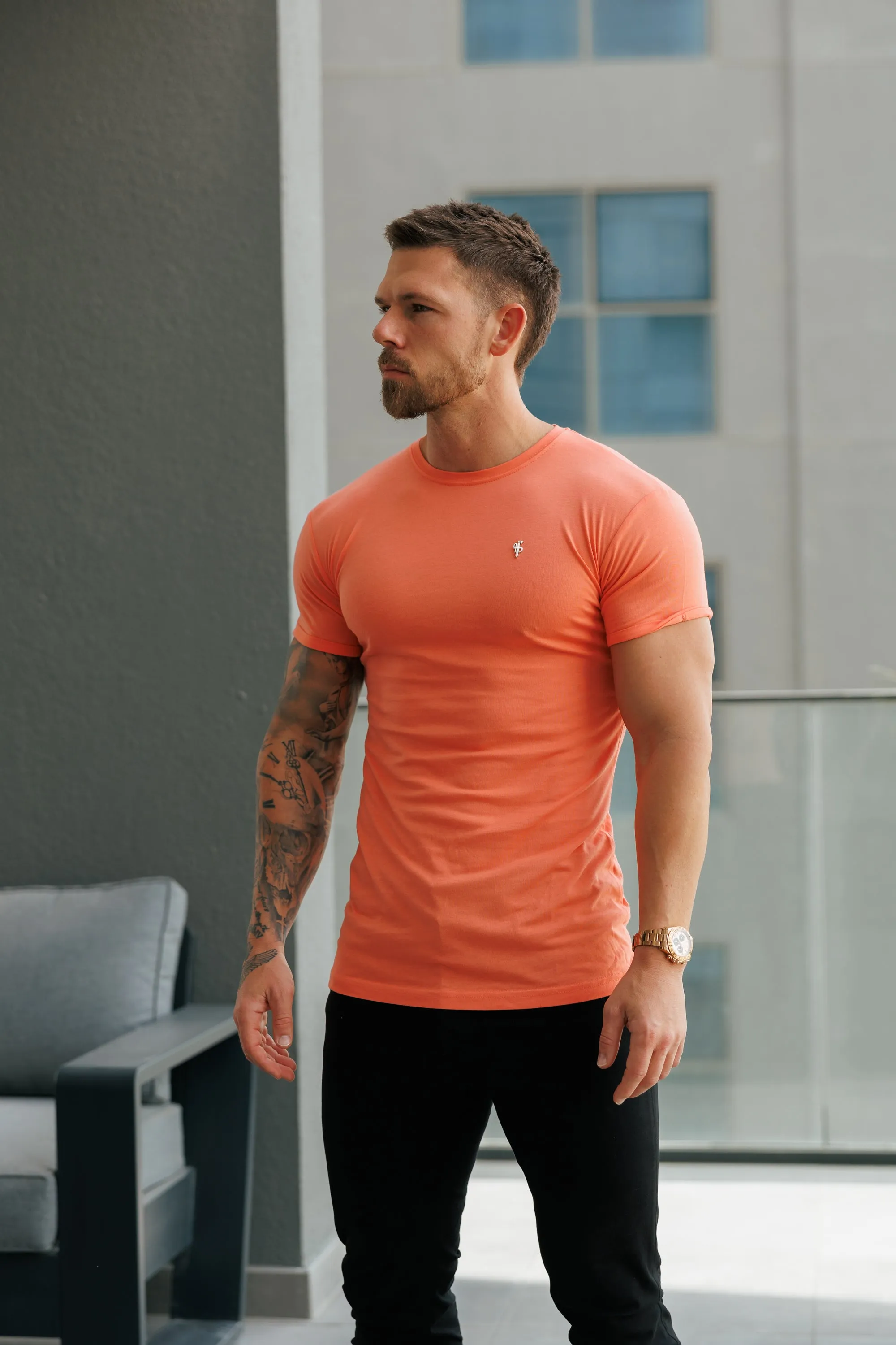 Father Sons Salmon / Silver Bamboo Crew T Shirt - FSH1216 sold by Father Sons