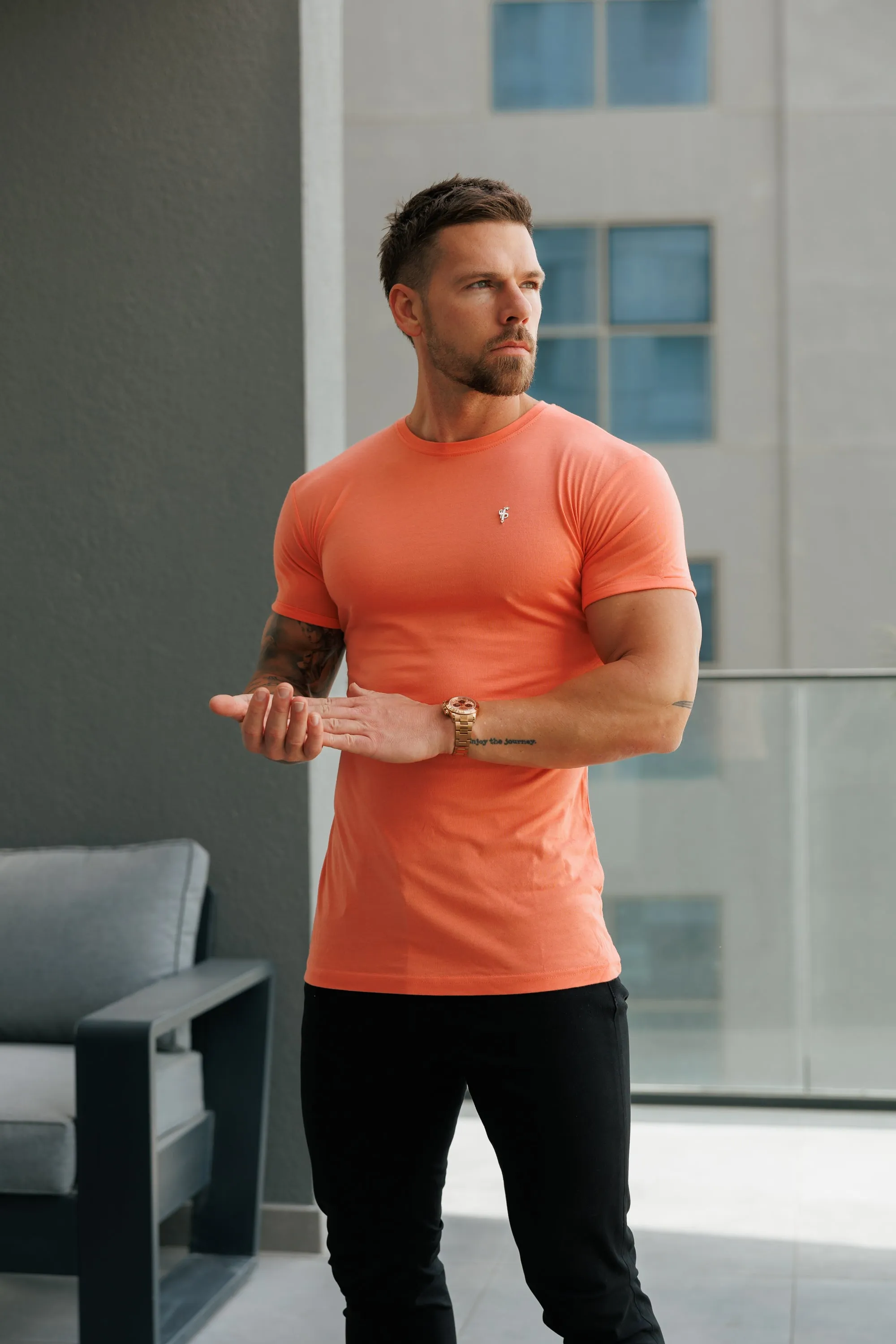 Father Sons Salmon / Silver Bamboo Crew T Shirt - FSH1216 sold by Father Sons product image thumbnail 3