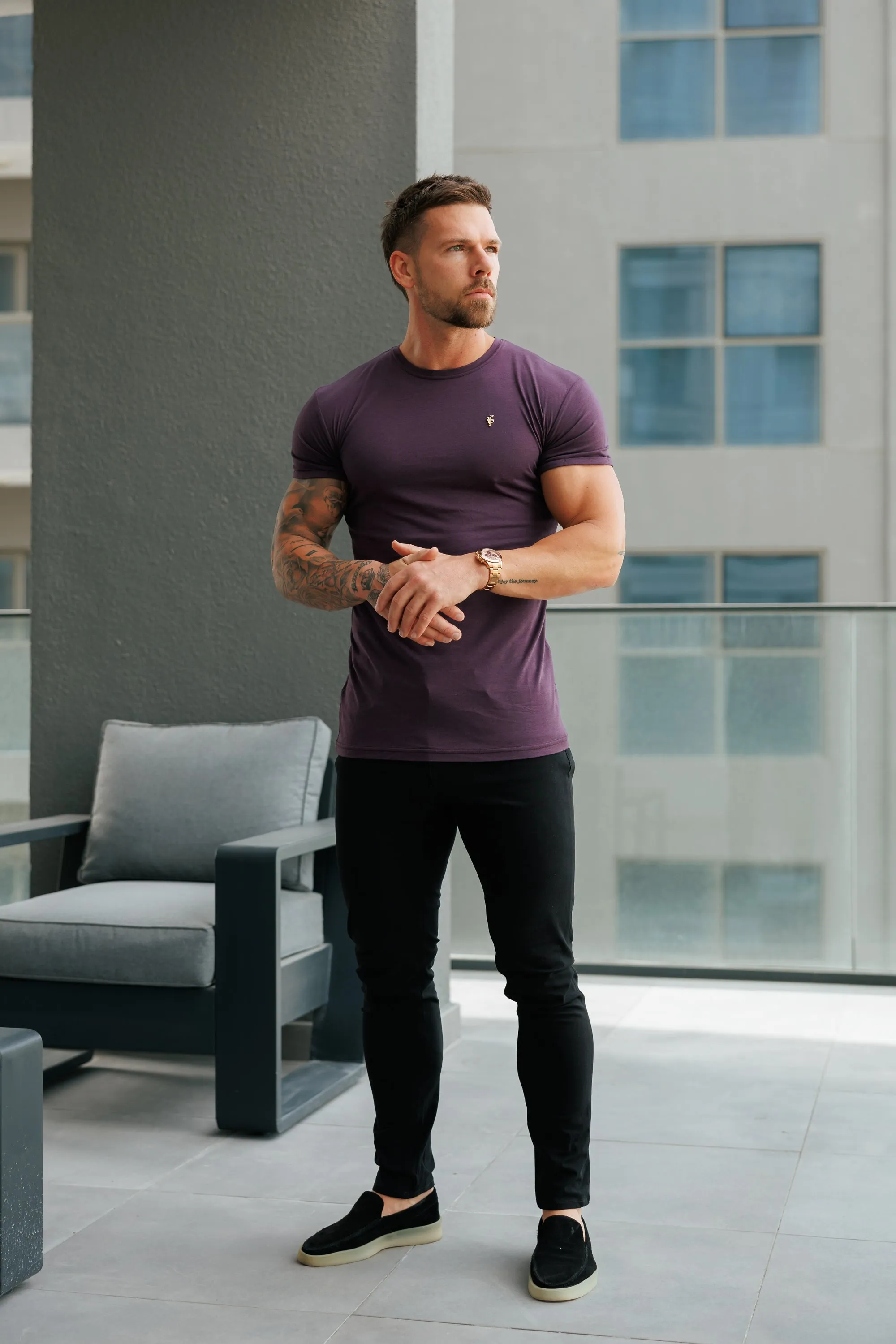 Father Sons Plum / Gold Bamboo Crew T Shirt - FSH1218 sold by Father Sons product image thumbnail 3