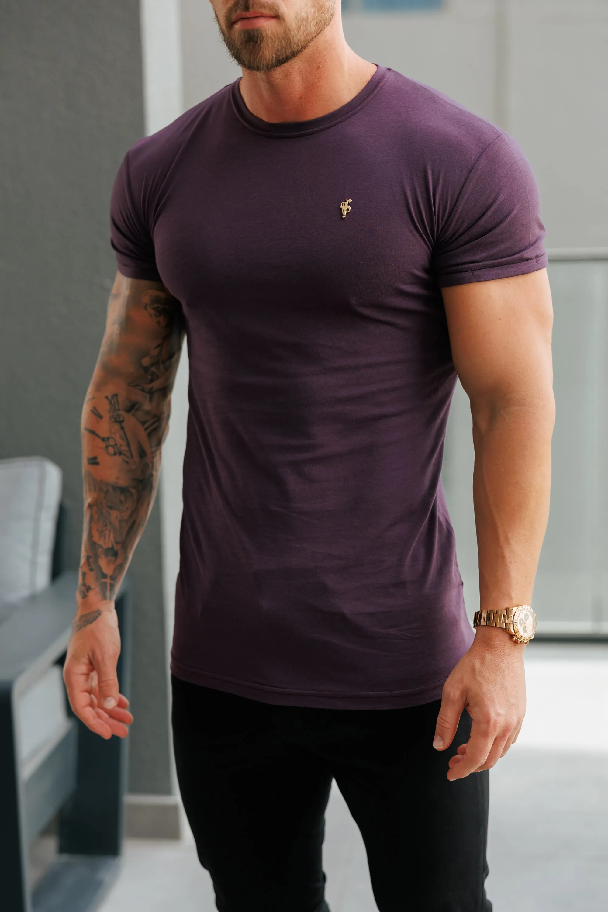 Father Sons Plum / Gold Bamboo Crew T Shirt - FSH1218 sold by Father Sons product image thumbnail 2