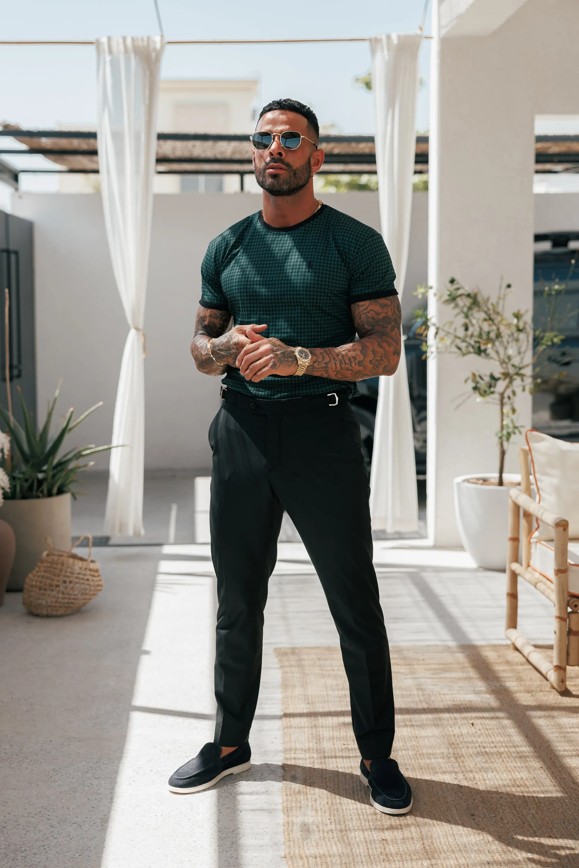 Father Sons Printed Forest Green / Black Check Fitted T Shirt - FSH1241 sold by Father Sons product image thumbnail 3