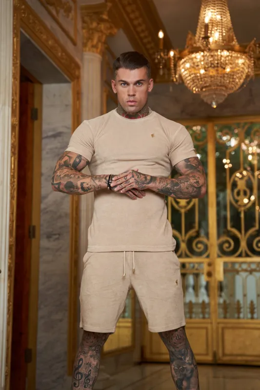 Father Sons Beige Towelling Crew T Shirt - FSTC662 sold by Father Sons