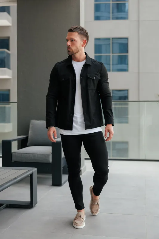 FS Suede Feel Button Up Jacket Black - FSN218 sold by Father Sons