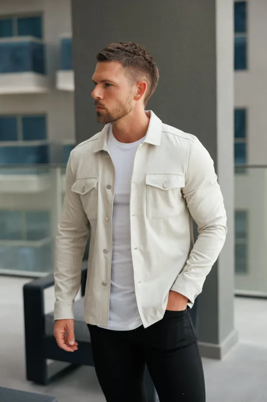 FS Suede Feel Button Up Jacket Light Grey / Silver - FSN220 sold by Father Sons