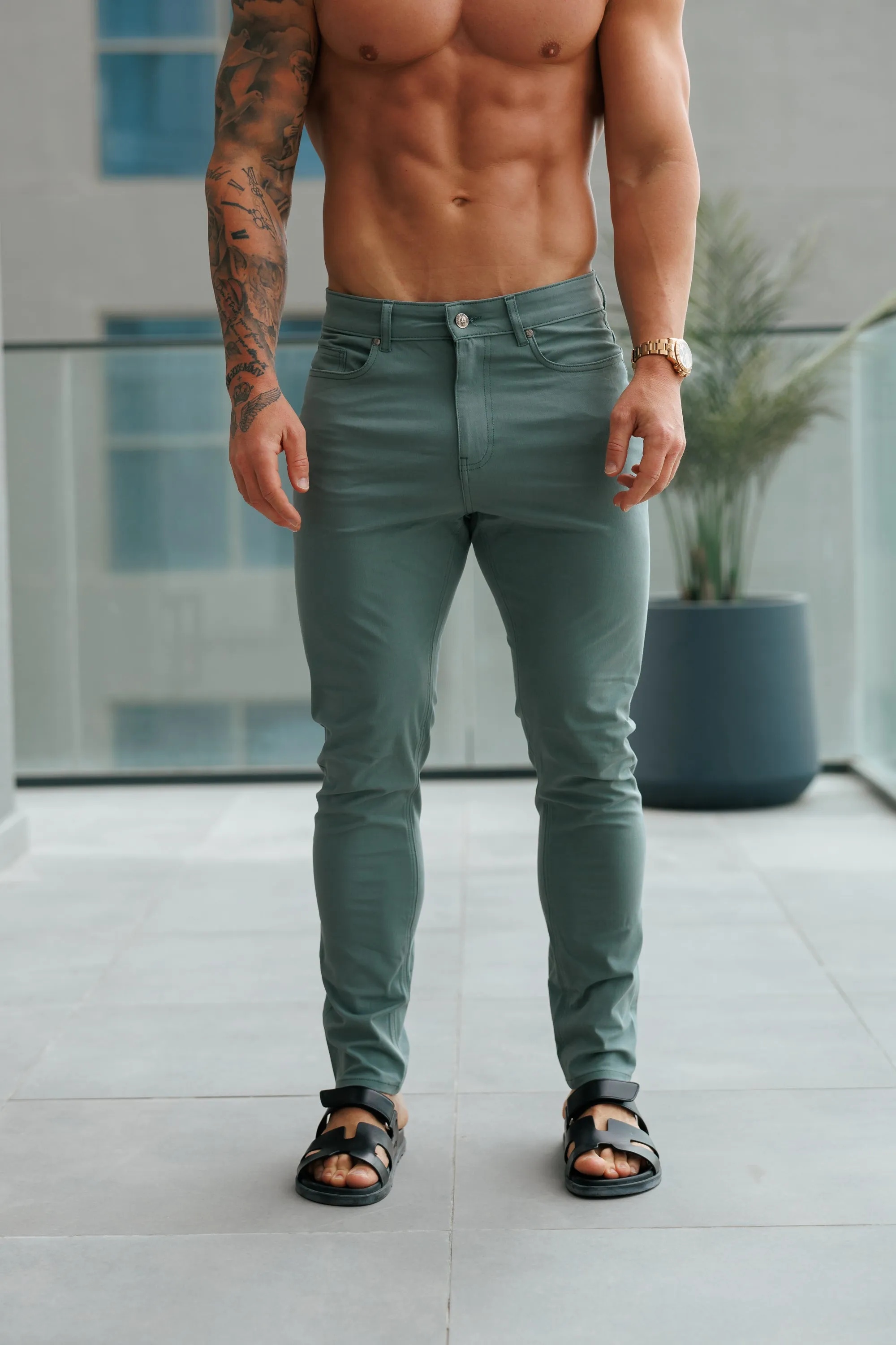 Father Sons Ultra Stretch Green Relaxed Jeans - FSJEAN017 sold by Father Sons product image thumbnail 3