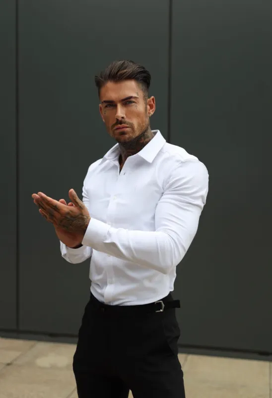 Father Sons Super Slim Scuba White Long Sleeve Stretch with Cutaway Collar - FS1144 sold by Father Sons