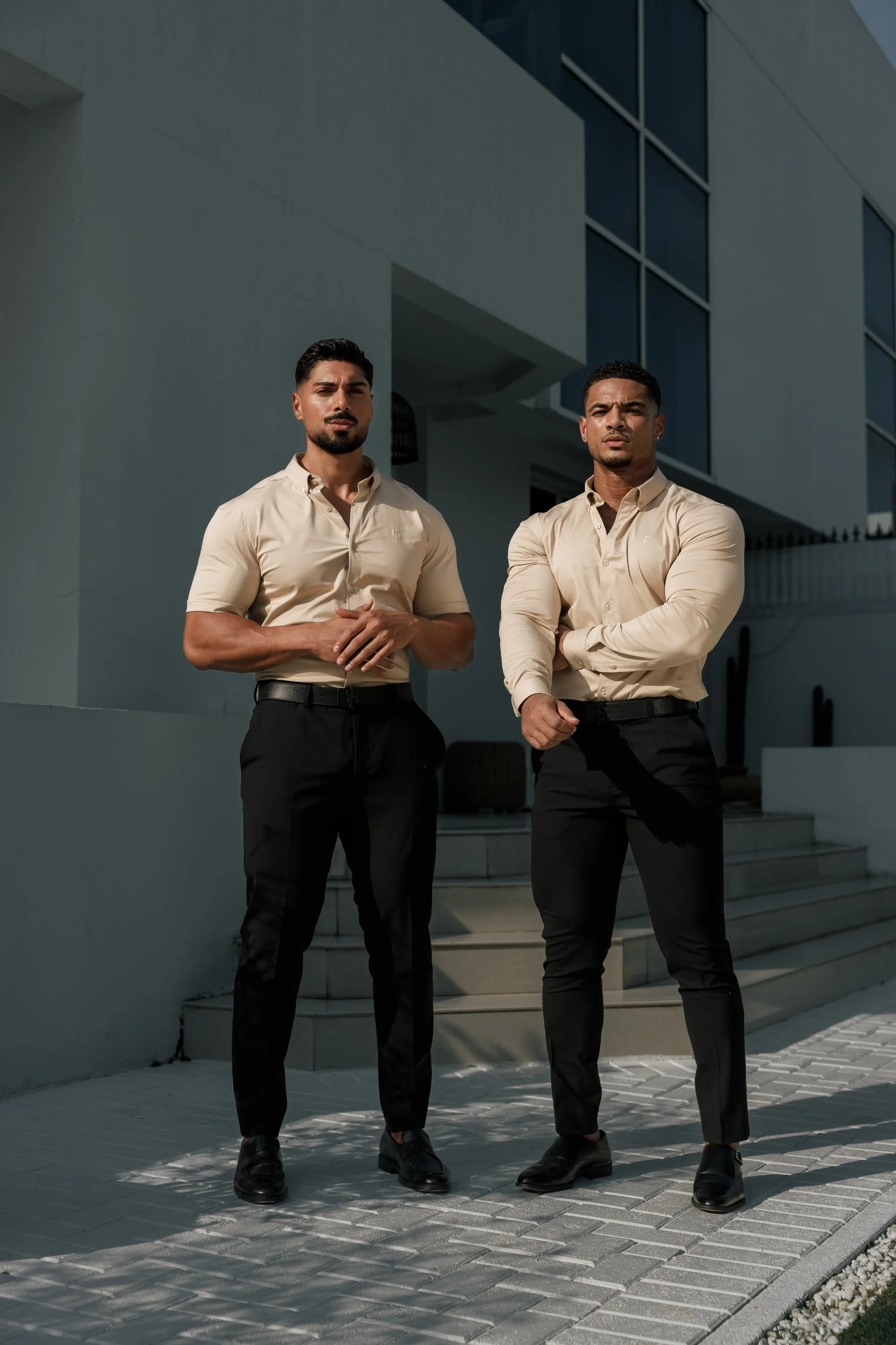 Father Sons Super Slim Stretch Plain Beige Long Sleeve With Button Down Collar - FS983 sold by Father Sons product image thumbnail 5