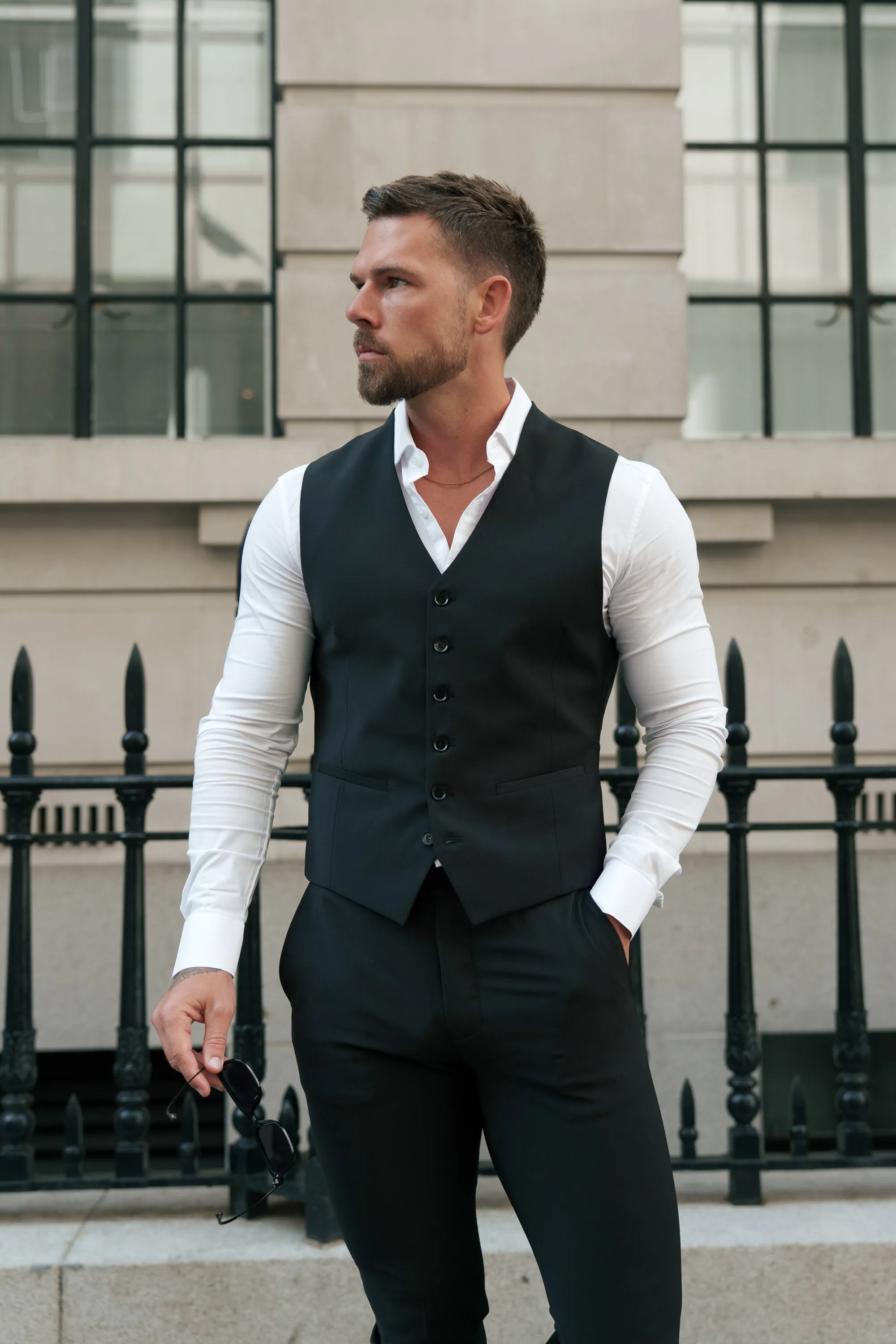 Father Sons Slim Formal Waistcoat Black - FSW010 sold by Father Sons product image thumbnail 4
