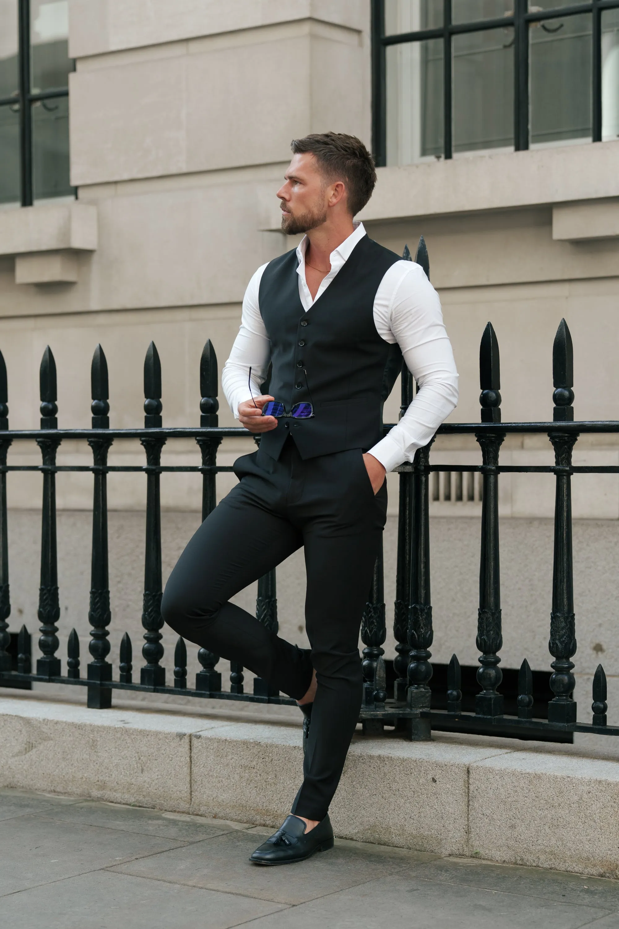 Father Sons Slim Formal Waistcoat Black - FSW010 sold by Father Sons product image thumbnail 2
