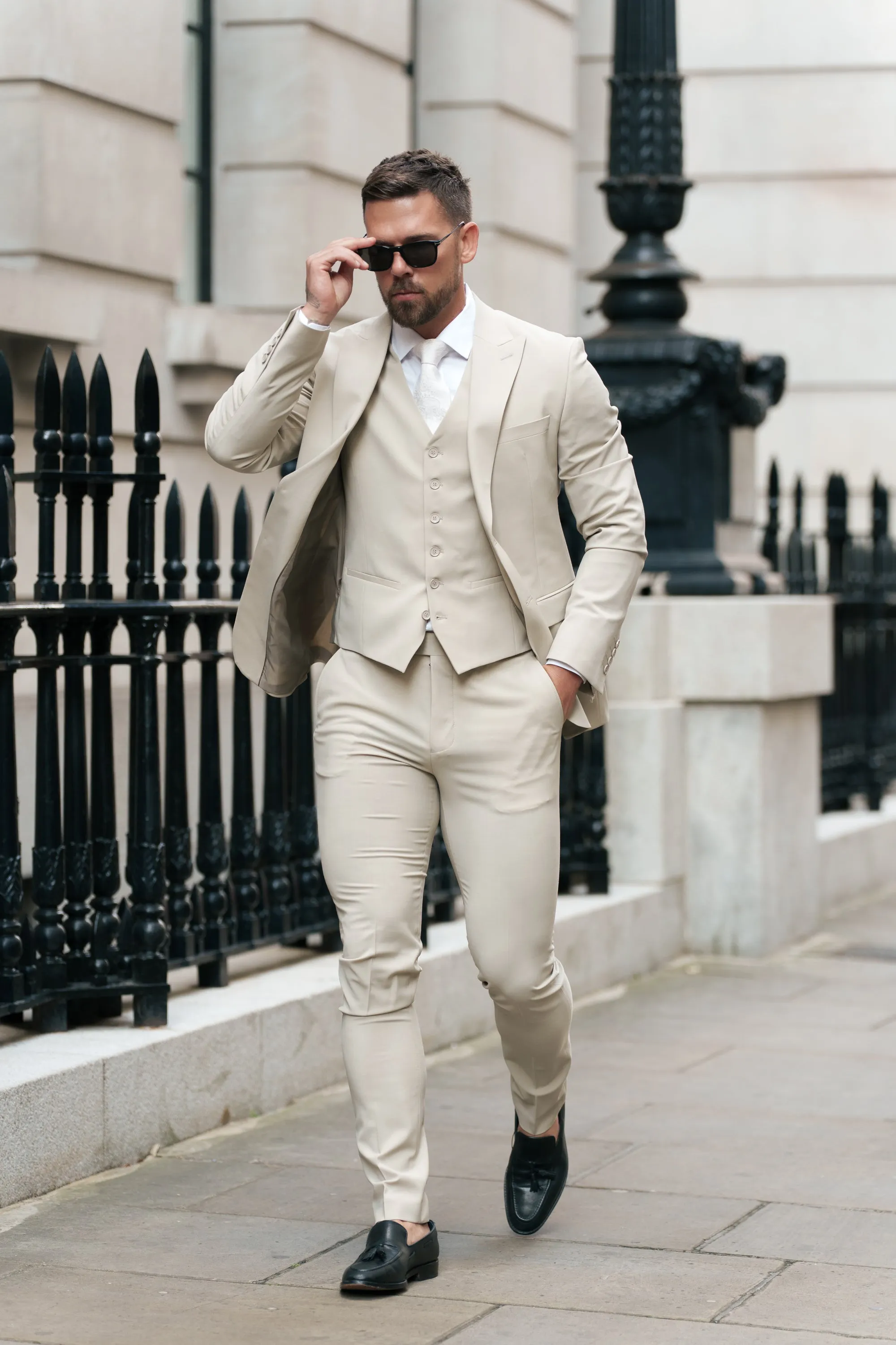 Father Sons Slim Formal Waistcoat Beige - FSW011 sold by Father Sons