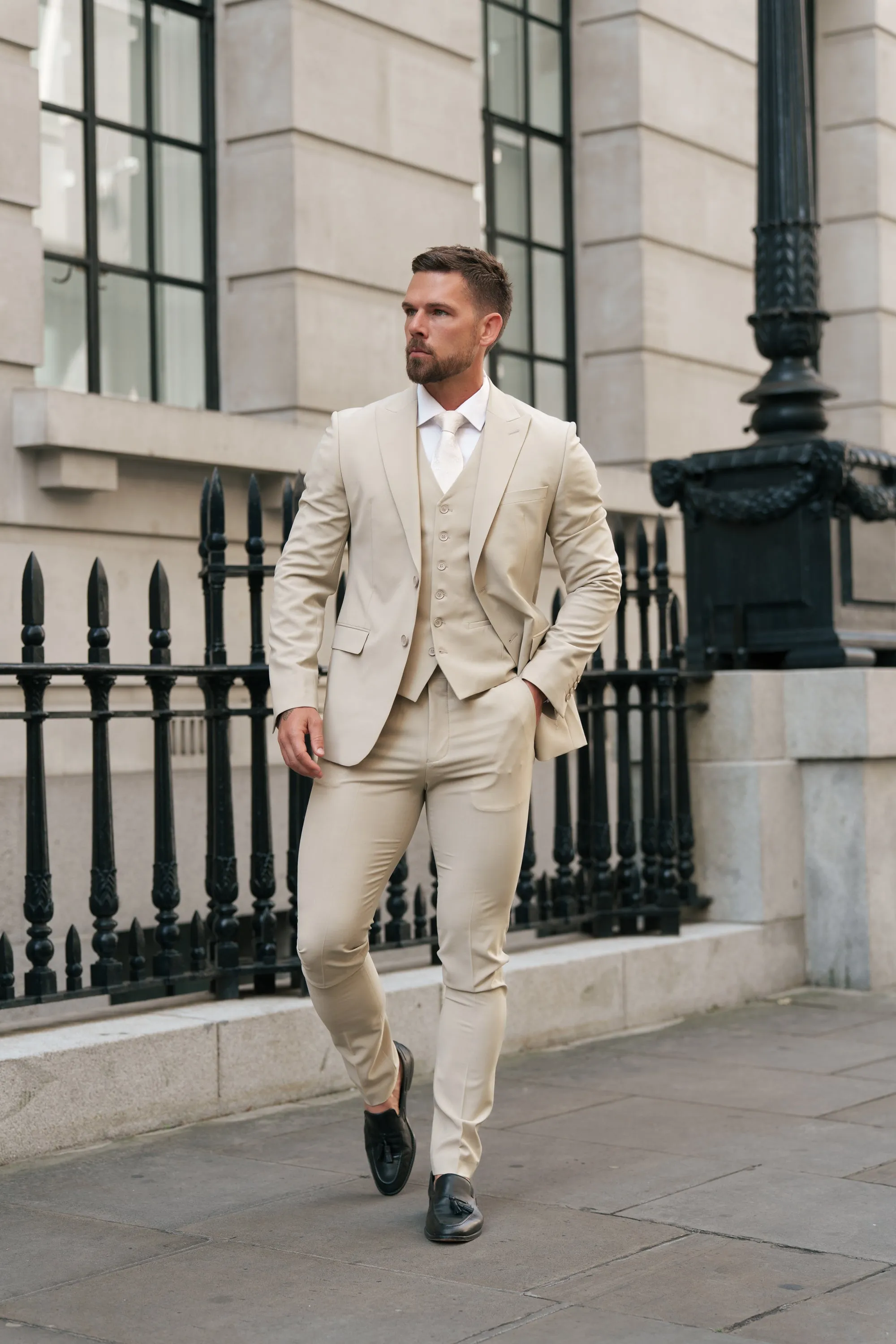 Father Sons Slim Formal Waistcoat Beige - FSW011 sold by Father Sons product image thumbnail 5