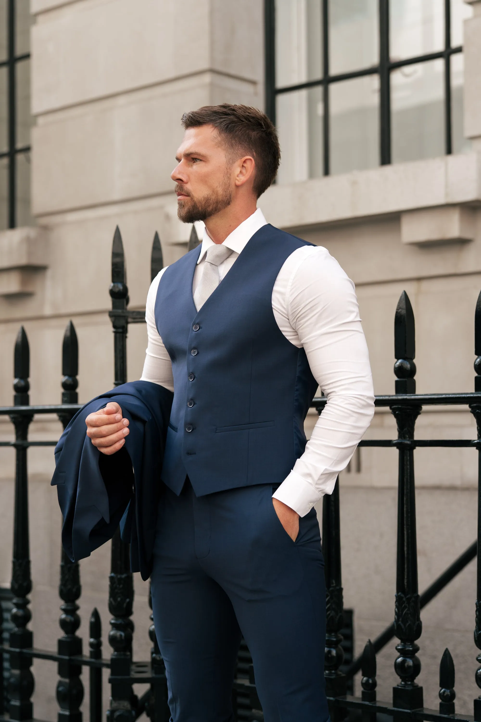 Father Sons Slim Formal Waistcoat Navy - FSW012 sold by Father Sons