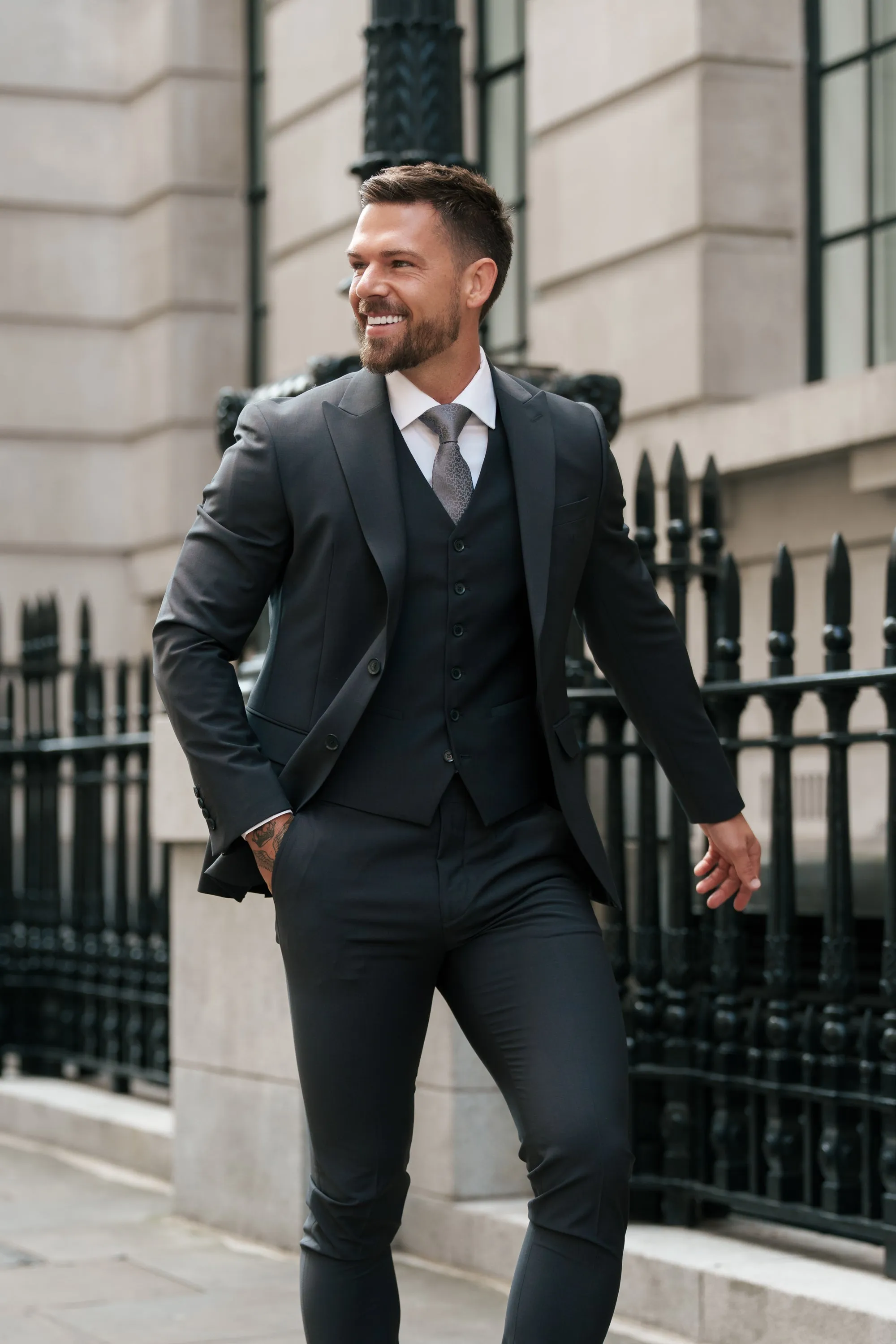 Slim Formal Waistcoat Charcoal - FSW013 sold by Father Sons product image thumbnail 4