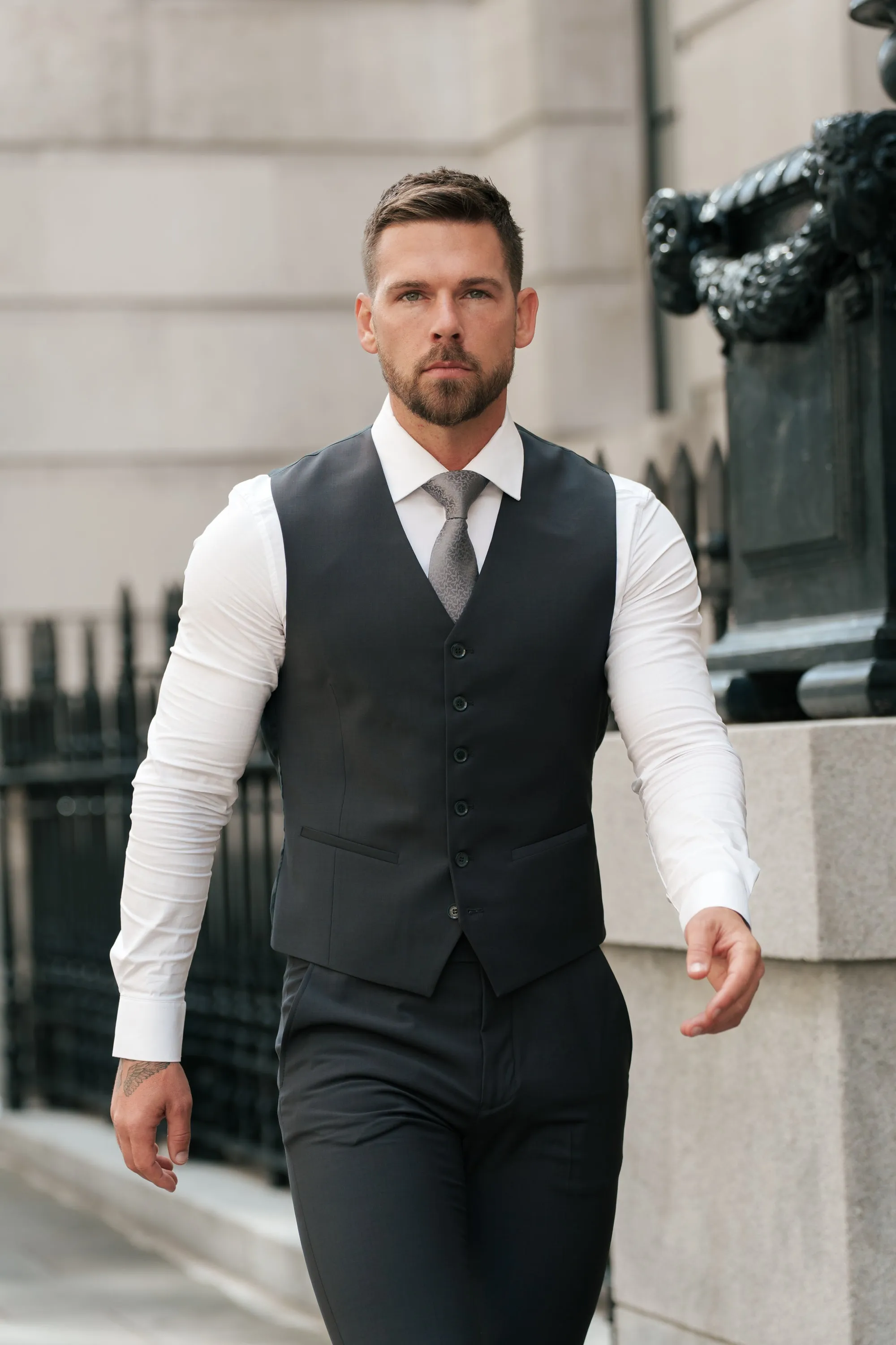 Slim Formal Waistcoat Charcoal - FSW013 sold by Father Sons product image thumbnail 3
