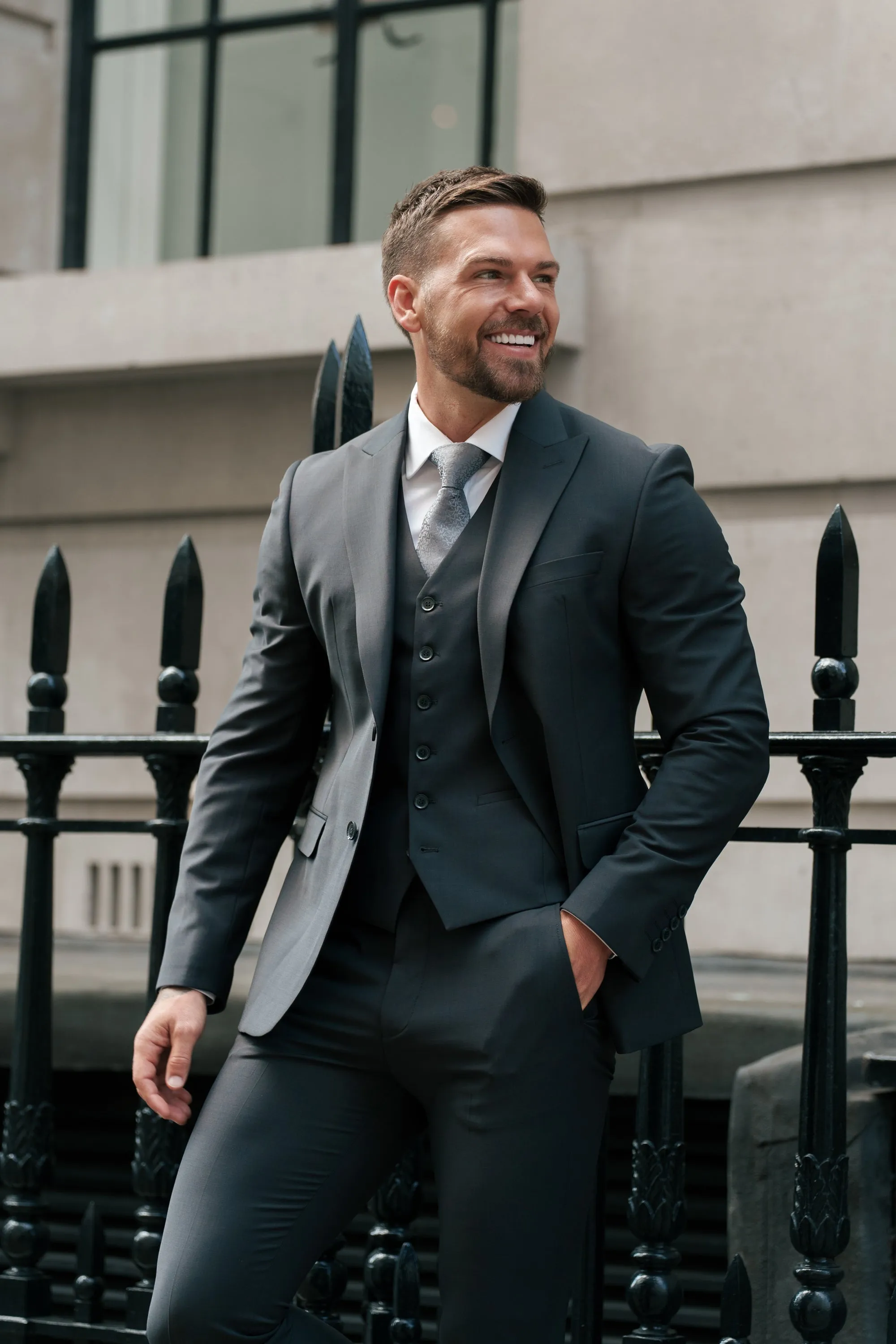 Slim Formal Waistcoat Charcoal - FSW013 sold by Father Sons product image thumbnail 5