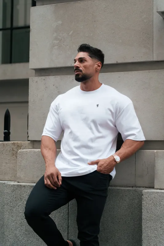 Father Sons Classic White / Black Oversized Crew T Shirt - FSH1372 sold by Father Sons