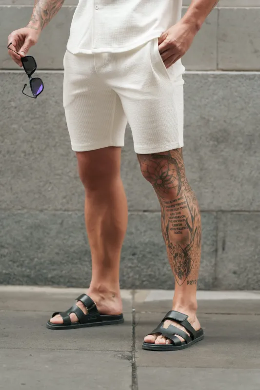 Father Sons Jersey Cord White Shorts - FSR011 sold by Father Sons