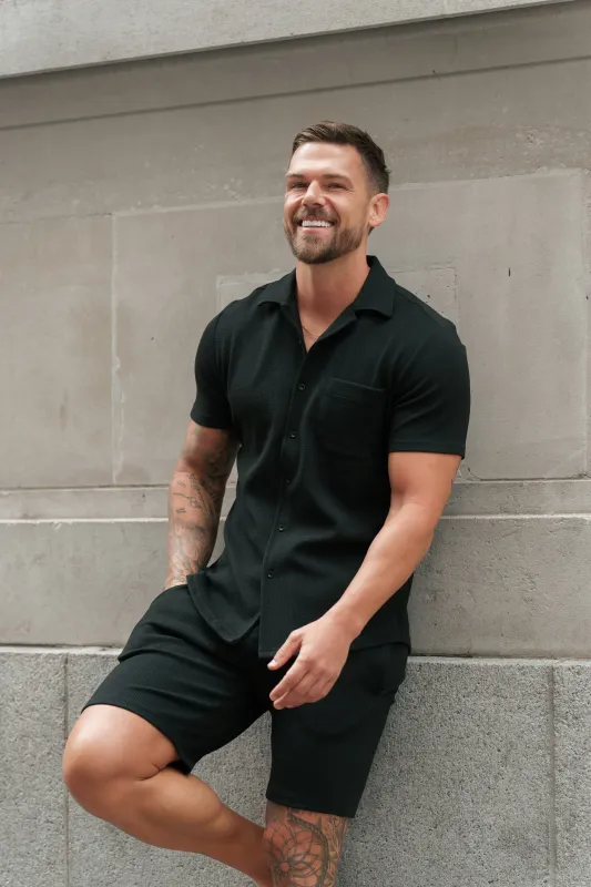 Father Sons Jersey Cord Black Shorts - FSR012 sold by Father Sons