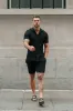 Father Sons Jersey Cord Black Shorts - FSR012 sold by Father Sons