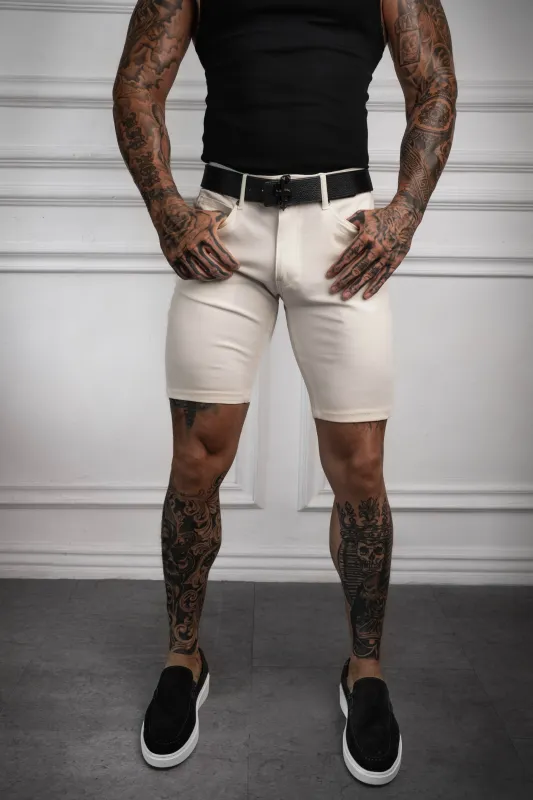Ultra Stretch Cream Relaxed Shorts - FSJS001 sold by Father Sons