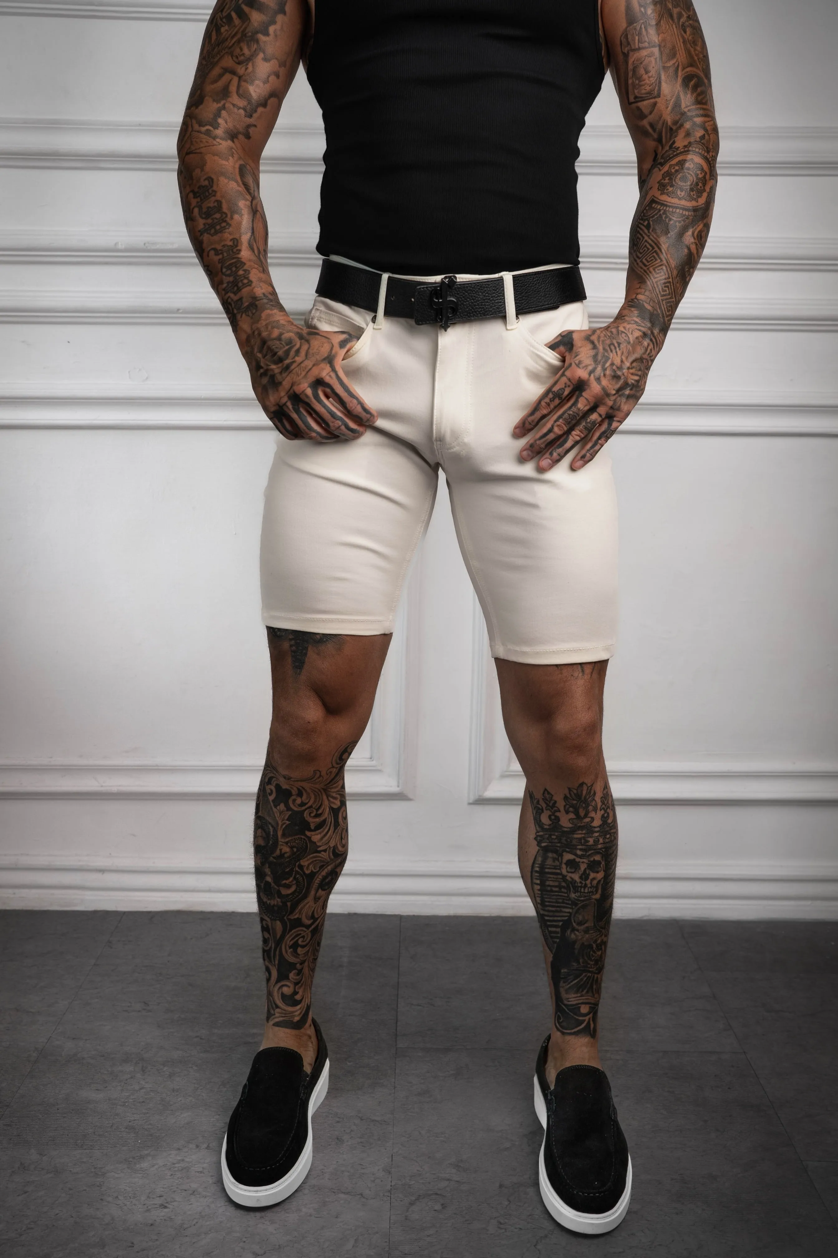 Ultra Stretch Cream Relaxed Shorts - FSJS001 sold by Father Sons
