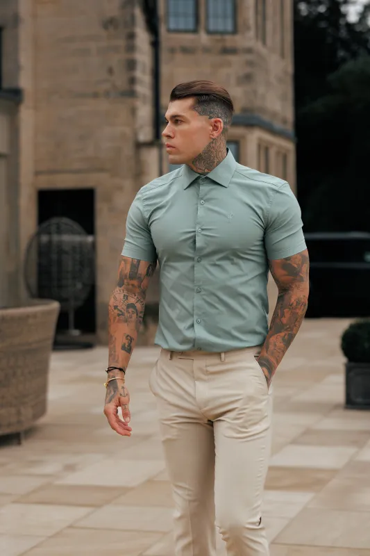 Father Sons Muscle Fit Advanced Stretch Khaki Short Sleeve with Cutaway Collar - FS1204 sold by Father Sons