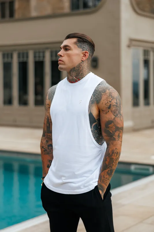 Father Sons Classic Bamboo Dropped Armhole White / Silver Vest - FSH1377 sold by Father Sons