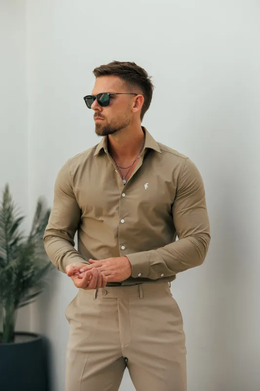 Father Sons Classic Khaki Long Sleeve with Cutaway Collar - FS1178 sold by Father Sons