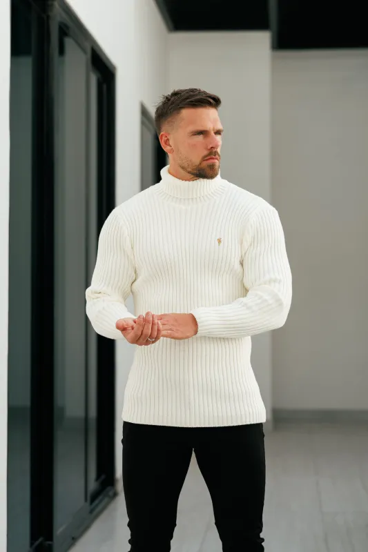 Father Sons Ribbed Knit Cream Roll Neck Jumper - FSJ114 sold by Father Sons