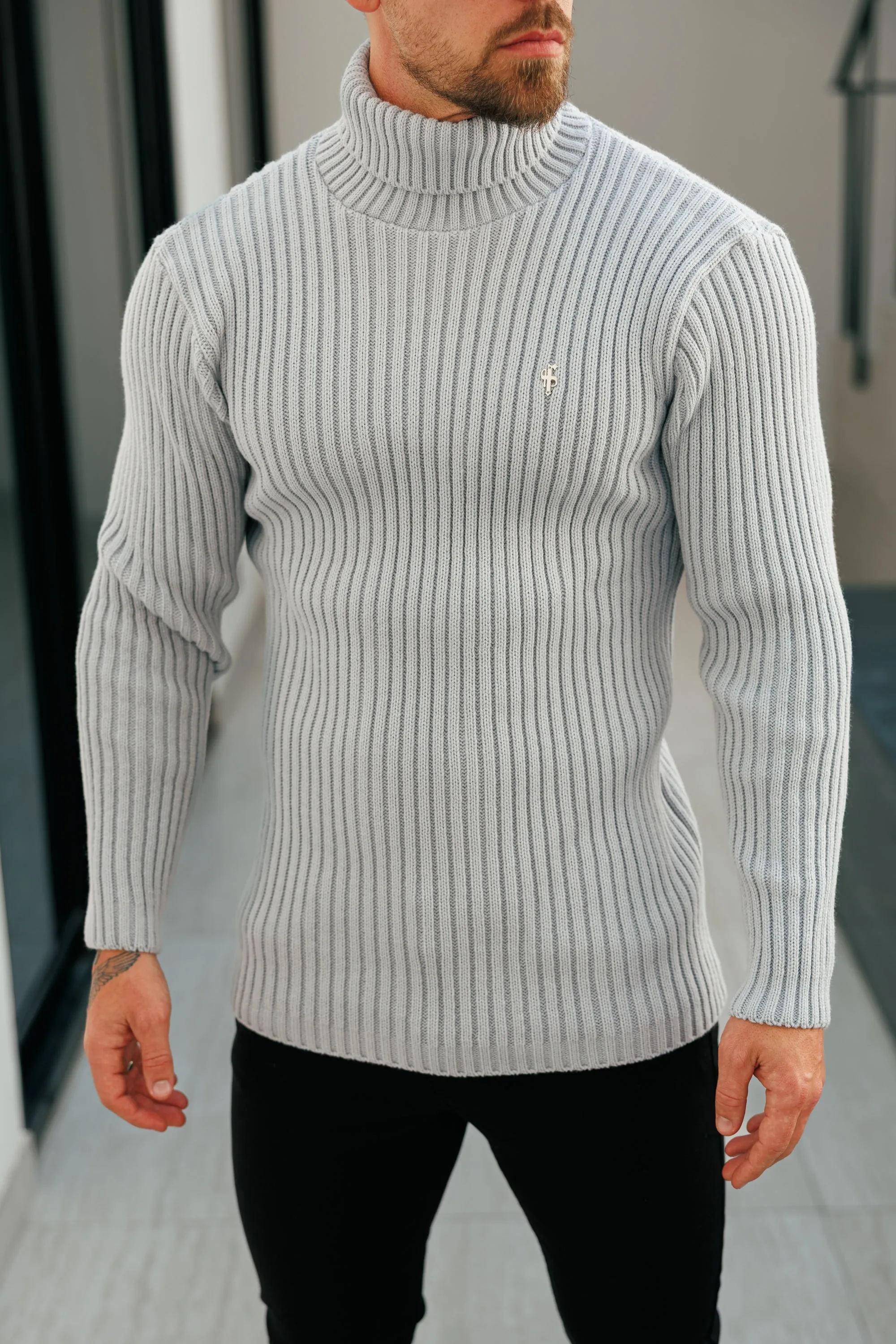 Father Sons Ribbed Knit Cop Grey Roll Neck Jumper - FSJ116 sold by Father Sons product image thumbnail 2